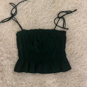 Princess Polly dark green rouched crop top- never worn